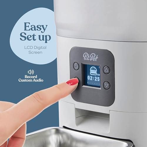 Smart Automatic Cat Feeder - 6-L Reliable Automatic Cat Food Dispenser with Display LCD Screen for Easy Set Up - (White) 6