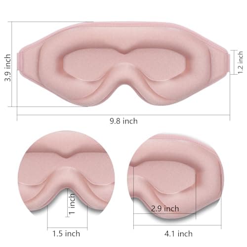 Sleep Mask 3D Eye Mask for Sleeping 100% Light Blocking Eye Covers with Adjustable Strap Night Blindfold for Women Memory Foam Pink 7