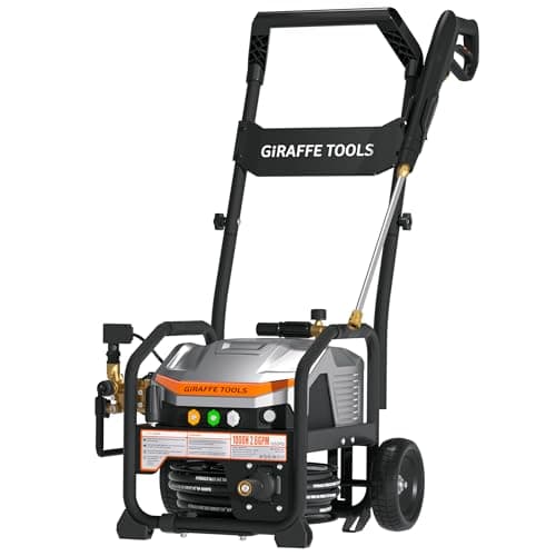 Giraffe Tools Crossfalls Retractable Pressure Washer Ultra, 2.6 GPM Heavy-Duty Flow, Wall-Mounted, Electric Power Washer for Car Detailing, Patio and Other Cleaning, 50ft with Cart