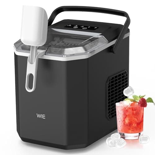 WIE Countertop Ice Maker, 26lbs/24H Portable Ice Machine with Handle,9 Bullet Ice Cubes in 6 Mins,Self-Cleaning Compact Icemaker with Selectable Ice Size for Home Kitchen/RV/Camping/Party, Black