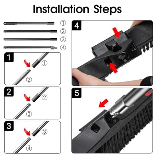 Push Broom Outdoor Heavy Duty,Masthome 24" Push Broom with Stiff Bristles,Heavy Duty Garden Broom,Outdoor Stiff Sweeping Broom for Garage Yard Patio Deck Concrete Wood Stone Floors Scrub and Cleaning 7