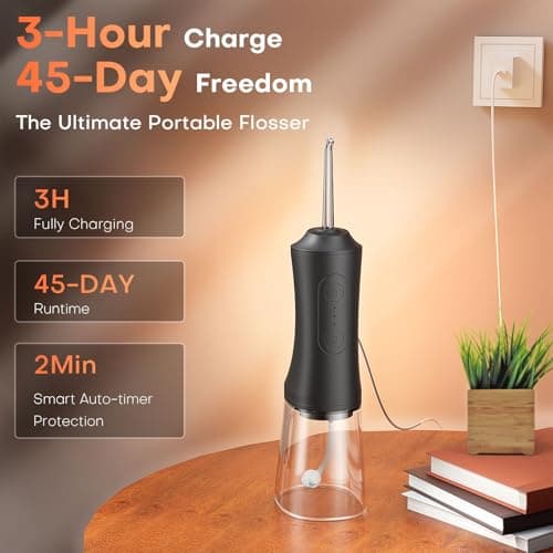Water Flosser, Water Dental Flosser Pick for Teeth, 300ML IPX7 Waterproof Oral Irrigator, 3 Modes 4 Replaceable Jet Tips, Professional Flossing Cleaning Picks for Home Travel Gums, Braces Care 5
