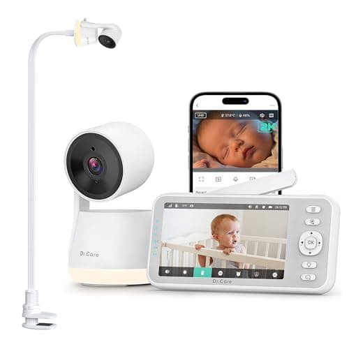 Dr.Care LumiView Smart WiFi Baby Monitor with Clip Mount - 5" 1080P FHD & 2K Camera App Control, Privacy Mode, 5000mAh Removable Battery, Cry & Motion Alerts, HD Night Vision, RGB Night Light