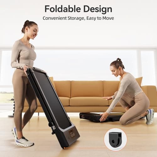 Walking Pad Treadmill with Handle bar, 3.0HP Small Foldable Treadmills for Home with Incline APP Remote Control and LED Display, 7.5MPH Portable Treadmill 300 Lbs Capacity 6