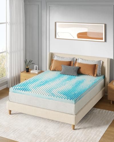 PERLECARE 3 Inch Egg Crate Memory Foam Mattress Topper Queen Size, Pressure Relief & Cooling Gel Infused Mattress Pad, Soft & Ventilated Design Bed Topper, CertiPUR-US Certified, Blue 7