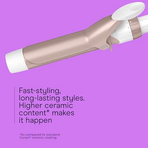 Conair Double Ceramic 1 ¼-Inch Curling Iron, 1 ¼-Inch Barrel Creates Loose Curls, Hair Curler for Use on Medium & Long Hair, White/Rose Gold 5