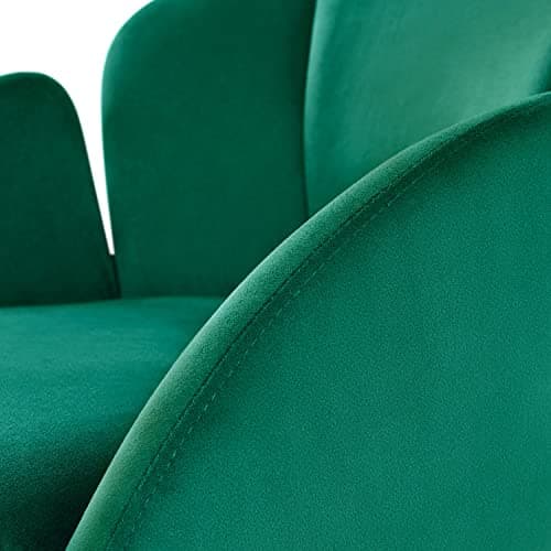 Yaheetech Flower Velvet Vanity Chair, Modern Side Chair Armchair with Golden Metal Legs for Living Room/Dressing Room/Bedroom/Home Office/Kitchen, Green 8