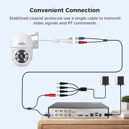【355°Pan and 90°Tilt】 Hiseeu 5MP AHD CCTV PTZ Home Wired Security Camera 100ft IR Clear Night Vision Analog TVL Security Dome Wired Camera for Indoor Outdoor Security Replacement Camera 1PCS 6