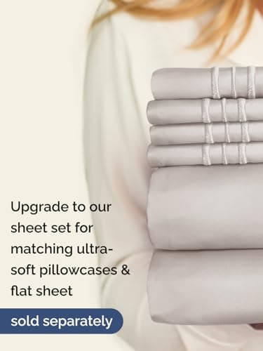 Extra Deep King Fitted Sheet - Hotel Luxury Single Fitted Sheet Only - Easily Fits 18 inch to 24 inch Mattress - Ultra Soft, Wrinkle & Fade Free w/Extra Deep Pockets - Breathable & Comfy - Light Grey 7
