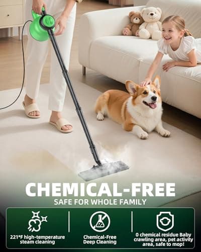 Steam Mop with Detachable Handheld Steam Cleaner for Home, 12-in-1 Multi Accessories, Quick 15s Heat, 221°F Floor Steamer & 320ml Water Tank, Powerful Steamer for Cleaning Floor, Carpet, Windows, Tile 5