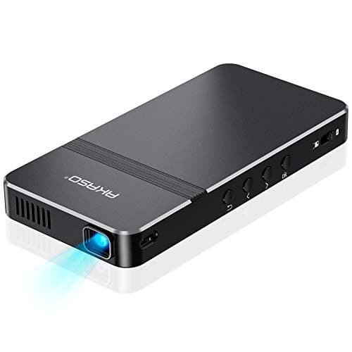 AKASO Mini Projector, Pocket-Sized DLP Portable Projector, 1080P Cookie Projector , Support HDMI WiFi Built-in Rechargeable Battery Stereo Speakers and Remote Control Movie Projector - Updated Type-C