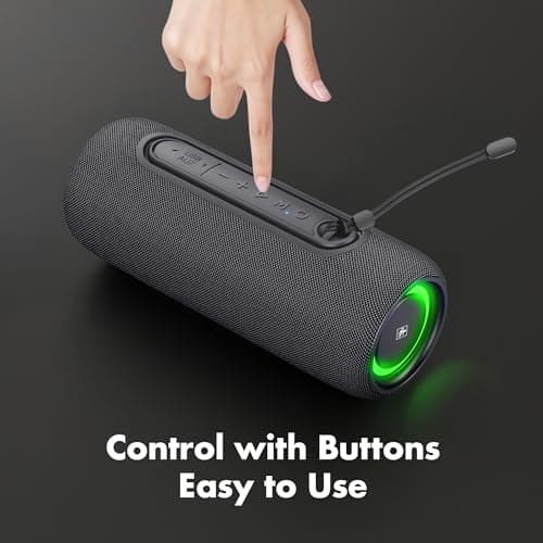 Fisher Portable Bluetooth Speakers IPX5 Waterproof Speaker, 14W PEAK Power Stereo Bluetooth Speaker, RGB Lights, TWS, BT 5.3, Built-in Mic, Hands Free Calling Speakers Bluetooth Wireless, Use Anywhere 8