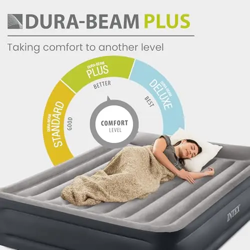 Intex 64135ED Dura-Beam Plus Deluxe Pillow: Fiber-Tech – Queen Size – Built-in Electric Pump – 16.5in Bed Height – 600lb Weight Capacity 5