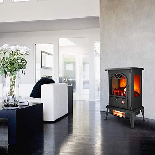 Winado Electric Fireplace, 22" Freestanding Infrared Furnace Heater, with 3 Side Views, Remote Control, LED Display, Overheat Protection for Home and Office, 1000W/1500W, Black 6