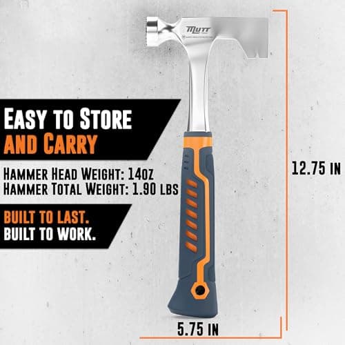 Mutt Tools Professional Drywall Hammer Hatchet – 14oz Head – Ergonomic Grip – Lath Hammer for Drywall Installation and Demolition 5