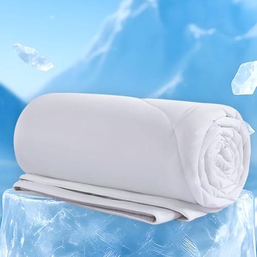 Cooling Comforter Twin Size, Cooling Blanket for Hot Sleeper, Double-Sided Cold Blanket for Night Sweats, Lightweight Soft Cool Comforter,White 66x90inch