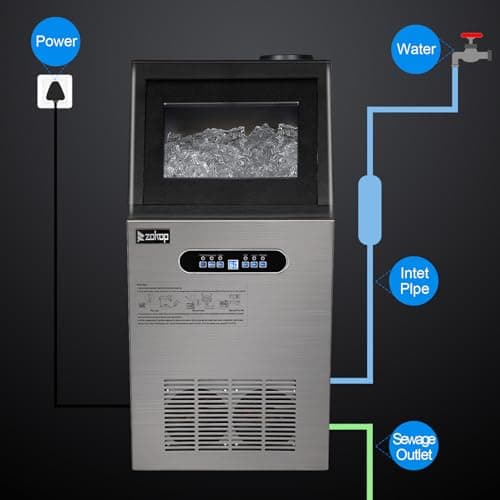Winado Commercial Ice Maker 110LBS/24H, Stainless Steel Freestanding Ice Maker Machine w/ 24LBS Storage Bin, Auto Clean Under Counter ice Machine for Home, Restaurant, Bar, Hotel, Store 6