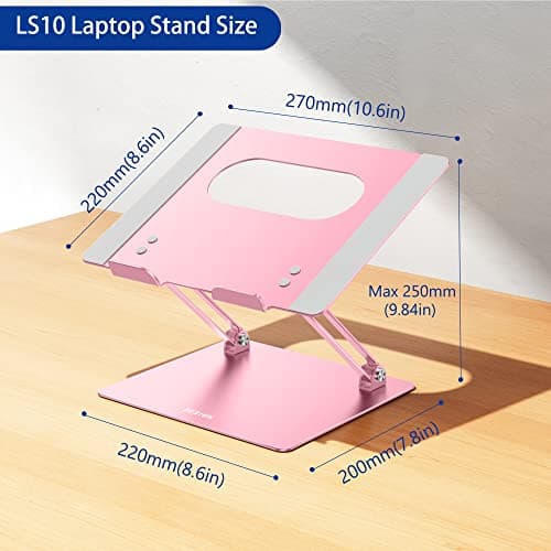 BESIGN LS10 Aluminum Laptop Stand, Ergonomic Adjustable Notebook Stand, Computer Holder Compatible with Air, Pro, Dell, HP, Lenovo More 10-14" Laptops, Pink 5