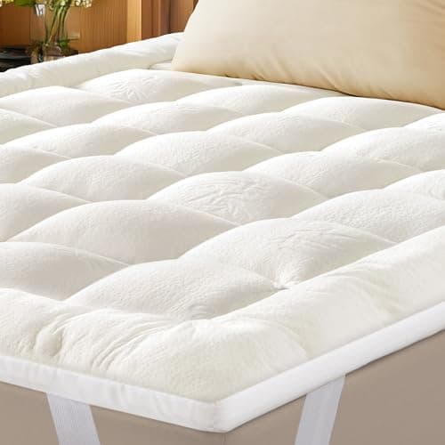 Ultra Soft Queen Mattress Topper - Bamboo Viscose Mattress Pad for Back Pain Relief - Naturally Cooling for Hot Sleepers