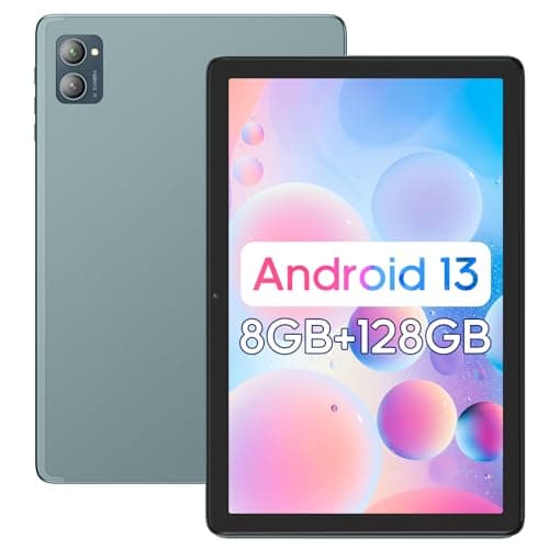 xiskt Android Tablet 10.1 inch Android 13 Tablet, 8(4+4) GB&128GB Storage(Expand to 512GB), Dual 13MP+5MP Camera, 6800mAh, WiFi, Bluetooth 5.0, GPS, Type C Fast Charging