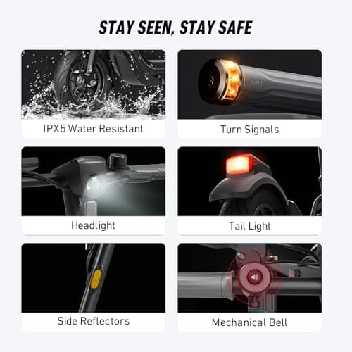 NIU Electric Scooter Adults - 100F E Scooter w/Suspension, Add. Foldable Handlebar and Turn Signals, 600W Peak Power, 18 Miles Max Range, 17.4 MPH, Lightweight Escooter for Commute 8