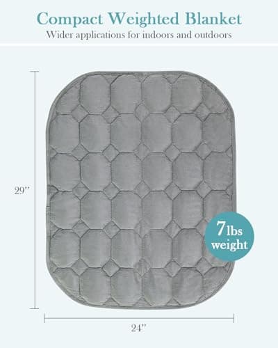 Topblan Weighted Lap Blanket 7lbs for Adults, Small Weighted Blanket Throw for Napping, Relaxation, Calming and Travel, Skin Friendly & Machine Washable for All-Season Sleeping, Grey 24x29 inches 6