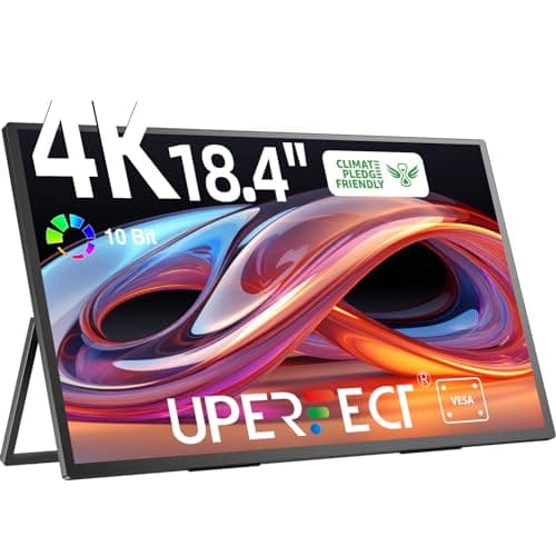 UPERFECT Portable Monitor 18.4-inch 4K 60HZ 10 Bit w/VESA & Stand 180° Adjustable Ultra-Slim & Lightweight Frameless FHD FreeSync IPS HDR Gaming Display, Travel Second Monitor for Laptop