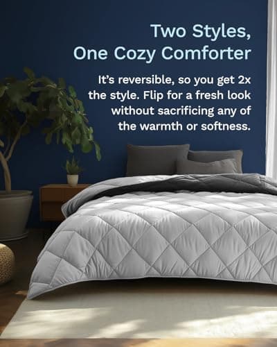 ViscoSoft Twin/Twin XL Microfiber All Seasons Down Alternative Quilted Comforter - Cooling Breathable Premium Soft Reversible Microfiber Duvet Blanket, Light Gray/Dark Gray 2