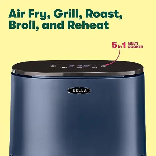 BELLA 2.9QT Touchscreen Air Fryer, No Pre-Heat Needed, No-Oil Frying, Fast Healthy Evenly Cooked Meal Every Time, Dishwasher Safe Non Stick Pan and Crisping Tray for Easy Clean Up, Matte Blue 6