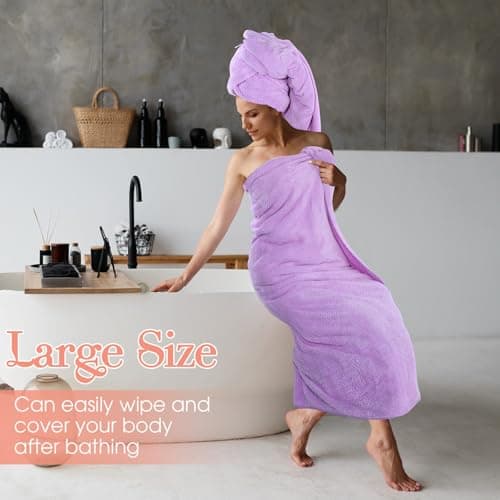 Newwiee 4 Pcs Oversized Bath Towels 40x80 Inches Extra Large Bath Sheet Towels for Adults Quick Dry Soft Absorbent Fluffy Microfiber Shower Sheet for Bathroom Hotel Spa (Bright Colors) 5