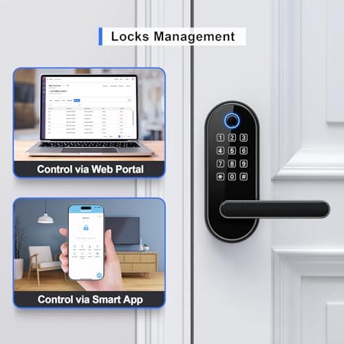 Bluetooth Fingerprint Smart Lock with Handle & Keypad – Fits Most US Doors, DIY Install, Keyless Entry: Code, FOB, Auto-Lock. Ideal for Home, Airbnb, Rental, Kids, Seniors. Alexa & Google Compatible 7