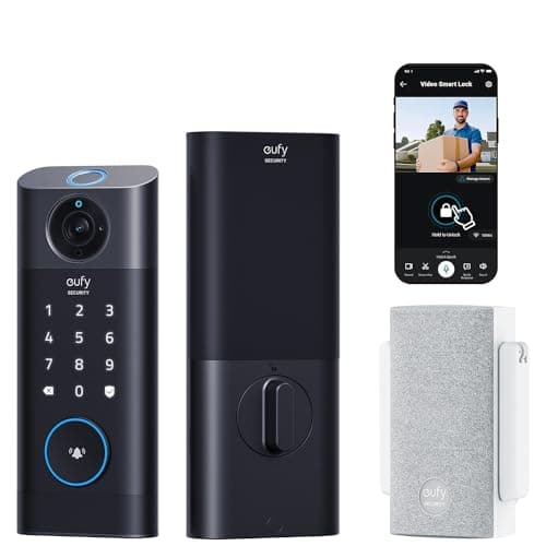 eufy Security Video Smart Lock S330, 3-in-1 Camera+Doorbell+Fingerprint Keyless Entry Door Lock, Smart Wi-Fi Deadbolt for Front Door, App Remote Control, SD Card Required, Chime Included