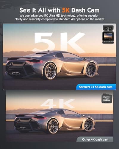 Sarmert C1 5K Dash Cam Front - Built-in GPS and 5G WiFi, Sony STARVIS Sensor, HDR Night Vision Car Camera, 5K/4K/2.5K UHD Dash Camera for Cars, Loop Recording, WDR, G-Sensor, 24H Parking Mode 5