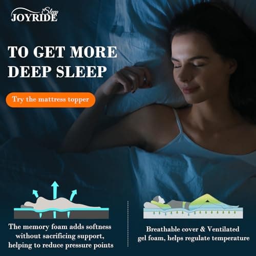 3 Inch Queen Size Memory Foam Mattress Topper, Cooling Gel Bed Topper with Removable Cover, Soft & Pain Relief & Breathable, CertiPUR-US & Oeko-Tex Certified 6