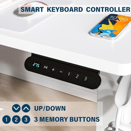 Kingant Standing Desk Height Adjustable Small Electric Stand Up Desks [35 x 20 Inch] - Ergonomic Sit Stand Desk Rising Desks for Home Office Computer Desk Stand Desk Workstation with Cable Management 8