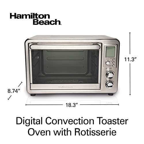 Hamilton Beach 31190C Digital Display Countertop Convection Toaster Oven with Rotisserie, Large 6-Slice, Stainless Steel 8