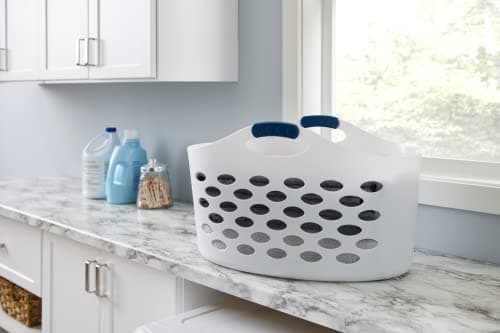 Rubbermaid 1.5 Bushel Capacity Durable Versatile Flex N Carry Portable Flexible Laundry Basket With Convenient Carrying Handles, White, Organization and Storage for Laundry/Garage/Home 6