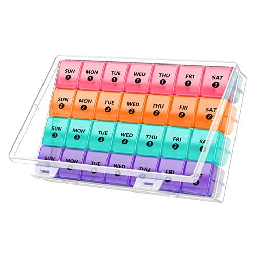 DANYING XL Monthly Pill Organizer 1 Time a Day with Dust-Proof Case, Extra Large 4 Weeks Pill Box Once a Day, 28 Days Pill Container 1 Per Day, Weekly Vitamin Case, Daily Medicine Organizer