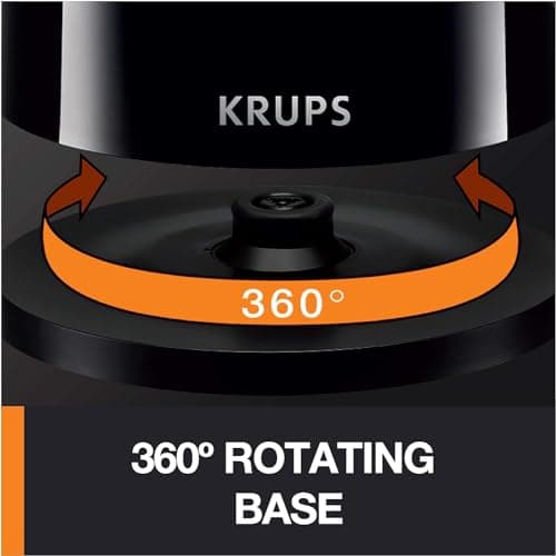 KRUPS: 1.5L Electric Kettle, Cool Touch Stainless Steel Interior, 1500 Watt, Fast Boiling, one cup in 80 seconds, Double Wall, Fast Boiling, Auto Off, Keep Warm, Cordless Black 7