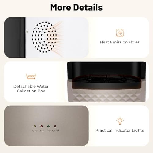 MOQNISE Bottom Loading Water Cooler Dispenser 5 Gallon Bottle Hot Water Dispenser with 3 Temperatures Settings, Water Cooler for Home Office Use, Silver Grey 7