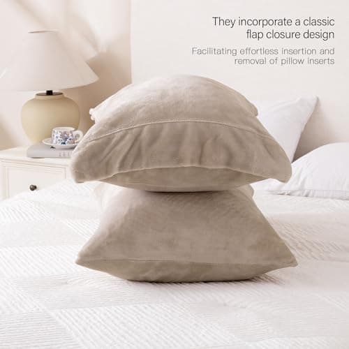 Velvet Queen Pillowcases Standard Size of 2 Pack, Ultra Soft Breathable Pillow Cases with Flap Closure for Bed, Luxury Fuzzy Warm Flannel Velvet Pillow Covers, No Insert (Queen 20x30, Taupe) 5