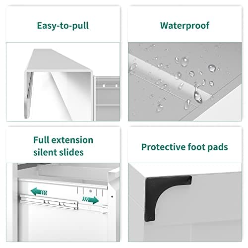 YITAHOME 3 Drawer Lateral File Cabinet with Lock, Metal Stainless Steel Wide Lateral Filing Cabinet for Legal/Letter A4 Size, Office Organizer Storage Cabinet,White 8