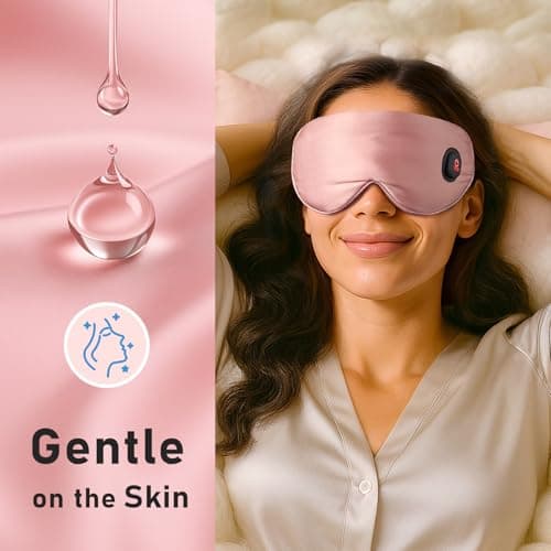 LitBear Heated Eye Mask, Silk Cordless Warm Eye Compress for Dry Eyes, Light Blocking Heat Eye Mask for Women Men, Soft Eye Heating Pad for Dry Eyes, Travel, Rechargeable, Washable Cover (Pink) 6