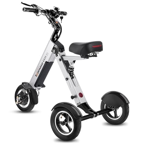 TopMate ES35 Powered Electric Scooter 3 Wheels Foldable Trike with Seat for Adults, Lightweight Electric Scooter with Removable 36V 7.8AH Battery, Reverse Function & Key Switch for Commute and Travel