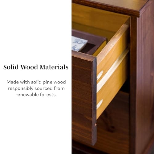 Walker Edison Mid Century Modern Grooved Handle Wood Nightstand Side Table Bedroom Storage Drawer and Shelf Bedside End Table, 2 Drawer, Walnut 5