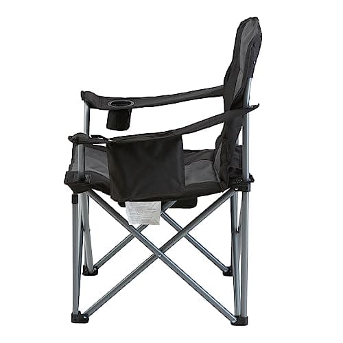 VEVOR Oversized Camping Folding Chair, Portable Heavy Duty Outdoor Quad Lumbar Back Padded with Side Pockets, Cup Holder and Cooler Bag for Beach, Lawn, Picnic, Fishing, Backpacking, Black 10