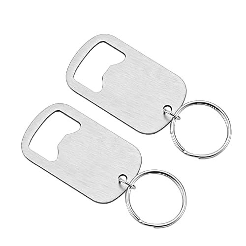 zoocm Stainless Steel Flat Beer Bottle Opener Keychain, Sturdy and Durable 2 Pcs to Send to Friends, Light and Easy to Carry, Suitable for All Beer Bottle Caps (Small) Silvery White
