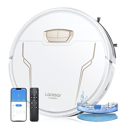 Laresar Clean Robot Vacuum and Mop 4000Pa Suction, 3 in 1 Robotic Vacuums with Self-Charging, 150mins Runtime, App/Remote/Voice Control, Robot Vacuum for Pet Hair, Carpet, Hard Floor(White)