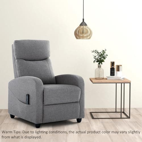 Recliner Chair with Massage and Lumbar Support, Small Fabric Home Theater Seating, Adjustable Modern Reclining Chair for Adults in Living Room 7