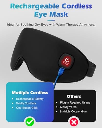 Silk Cordless Heated Eye Mask, Washable Heat Eye Compress for Dry Eye Electric Eye Heating Pad Warm Eye Mask for Eye Fatigue Stye Sinus Blepharitis MGD Gifts for Men Women 5